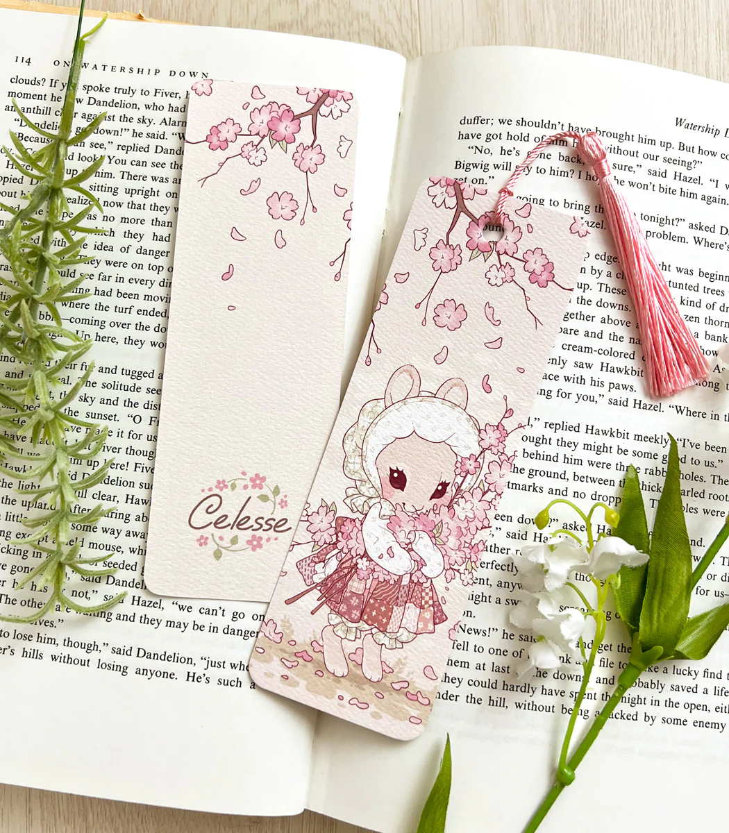 Cherry Blossom Bunny Bookmark