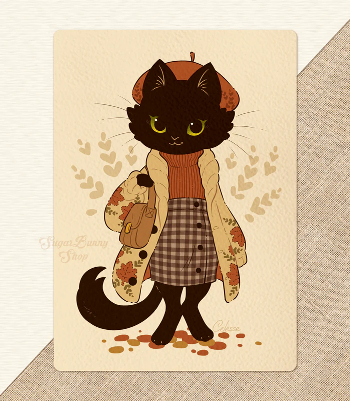 Fall Felines Audrey Textured Print - Image 2