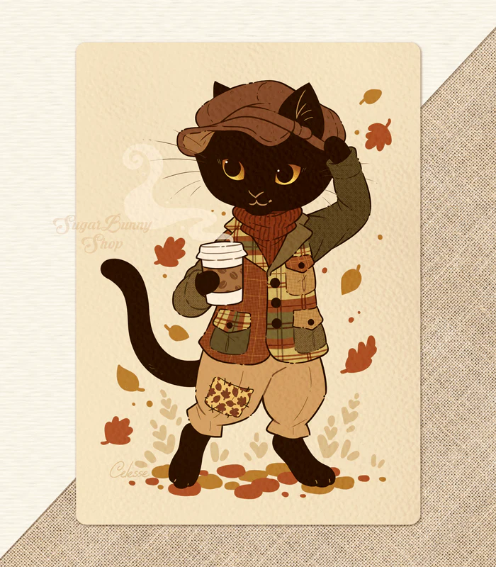 Fall Felines Bartleby Textured Print - Image 2
