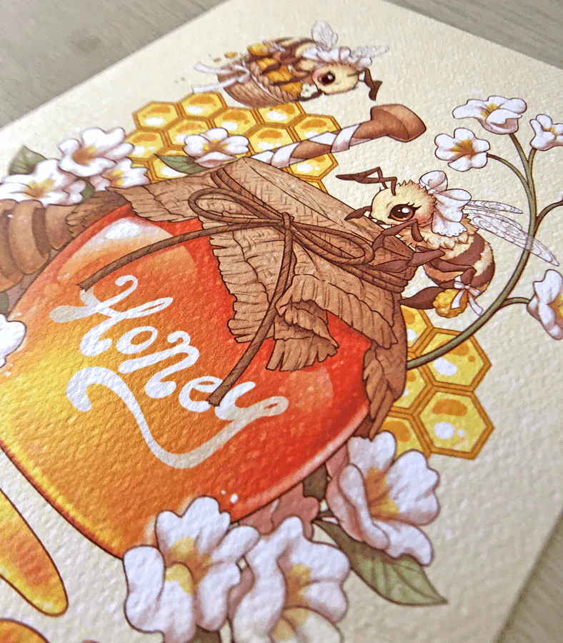 Honey Bees Textured Print - Image 3