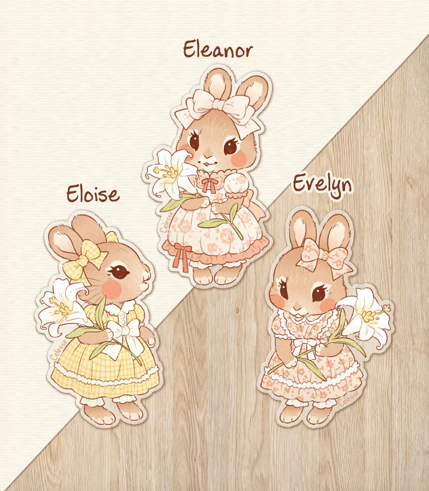 Lily Bunny Triplets Vinyl Stickers - Image 3
