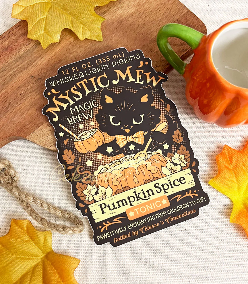 Mystic Mew Pumpkin Spice Vinyl Sticker
