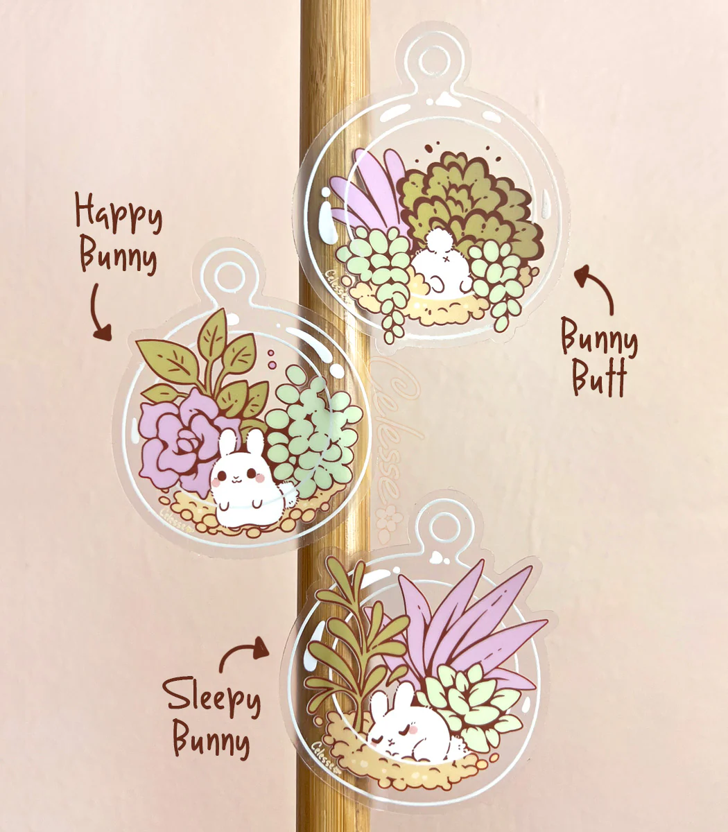 Plant Terrarium Bunnies Vinyl Stickers - Image 2