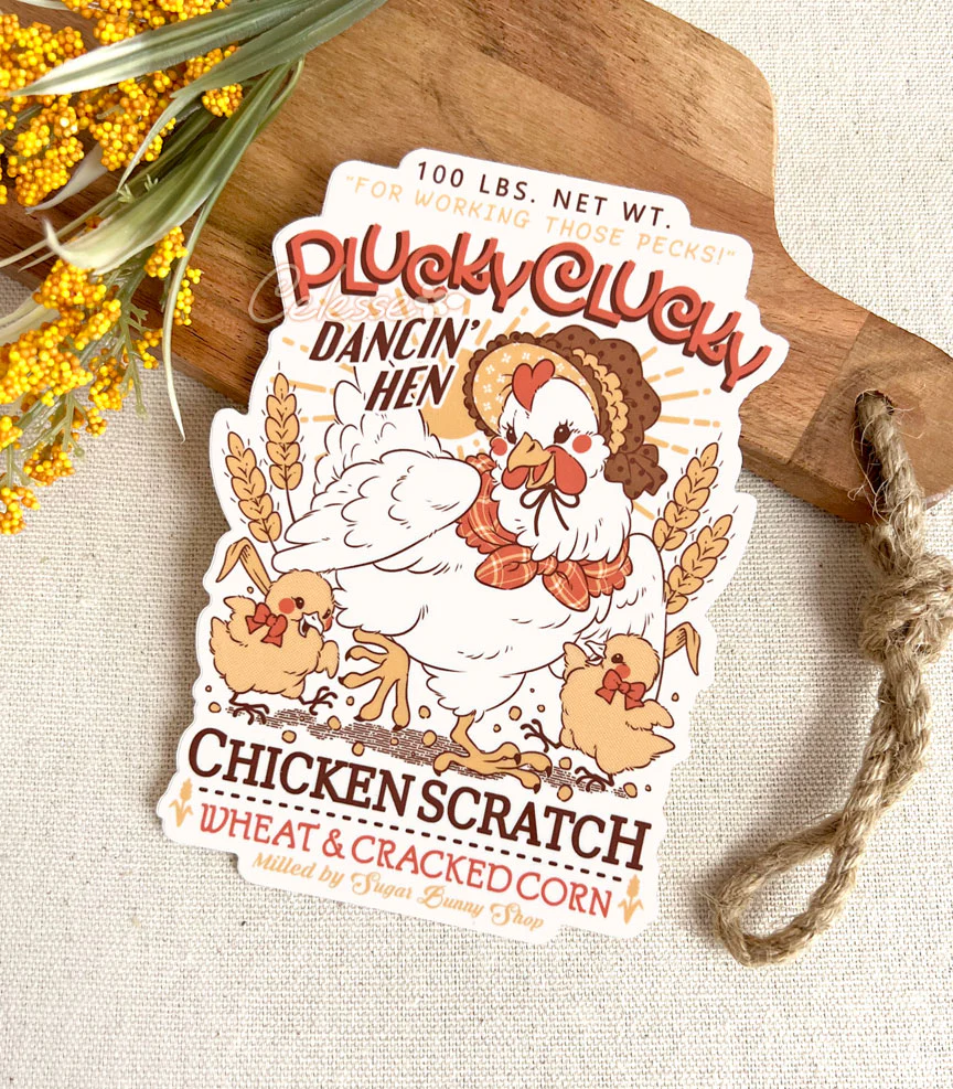 Plucky Clucky Chicken Scratch Vinyl Sticker