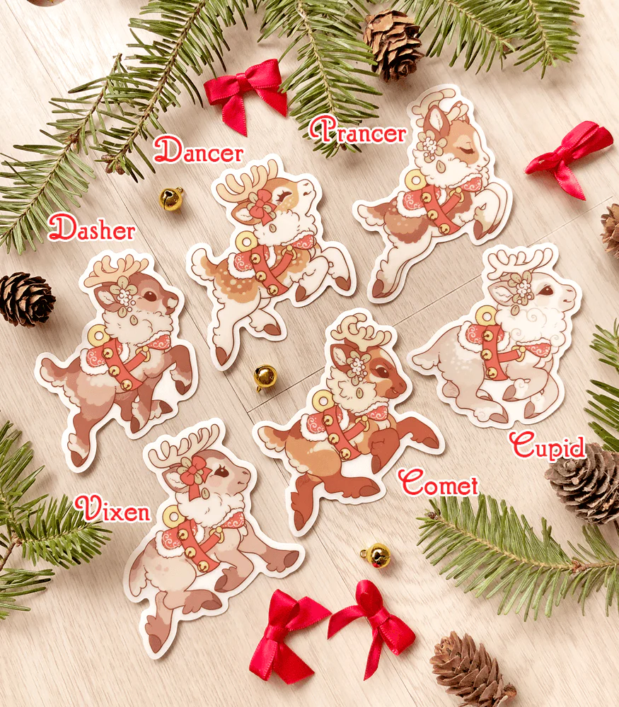 Santa's Reindeer Vinyl Stickers - Image 3