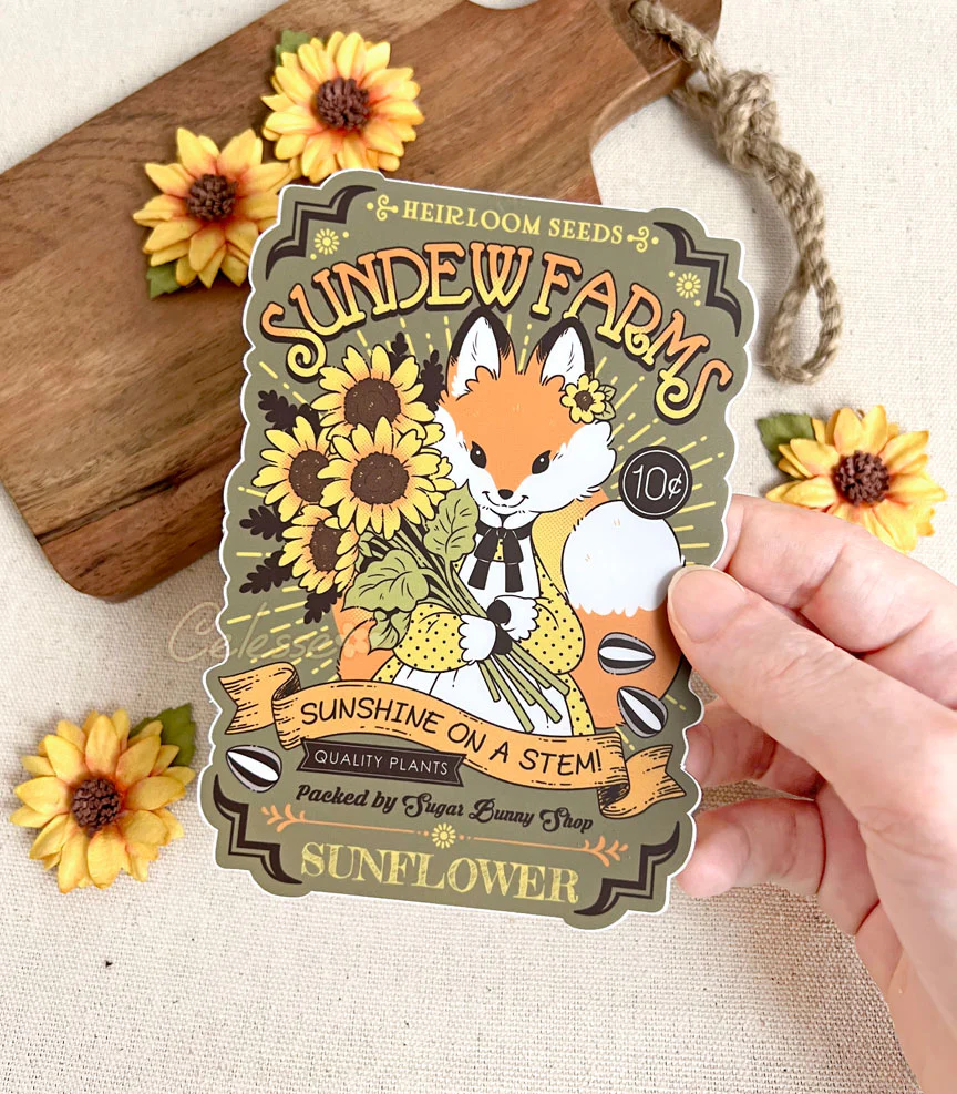 Sundew Farms Sunflower Fox Vinyl Sticker
