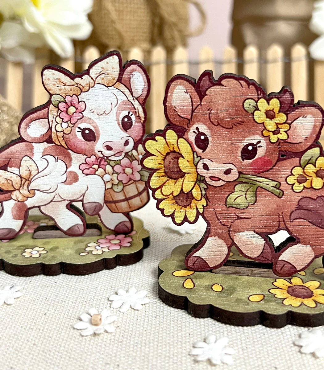 Tiny Moos Cow Wood Standees - Image 3