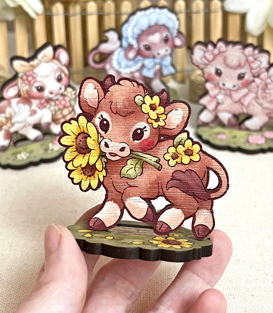 Tiny Moos Cow Wood Standees - Image 5