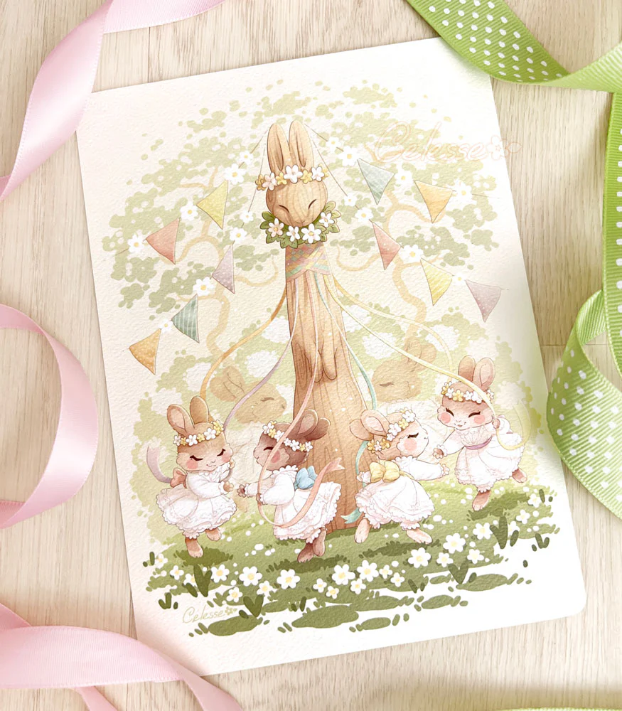 Welcome Spring Maypole Textured Print
