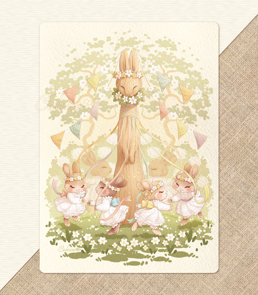 Welcome Spring Maypole Textured Print - Image 2