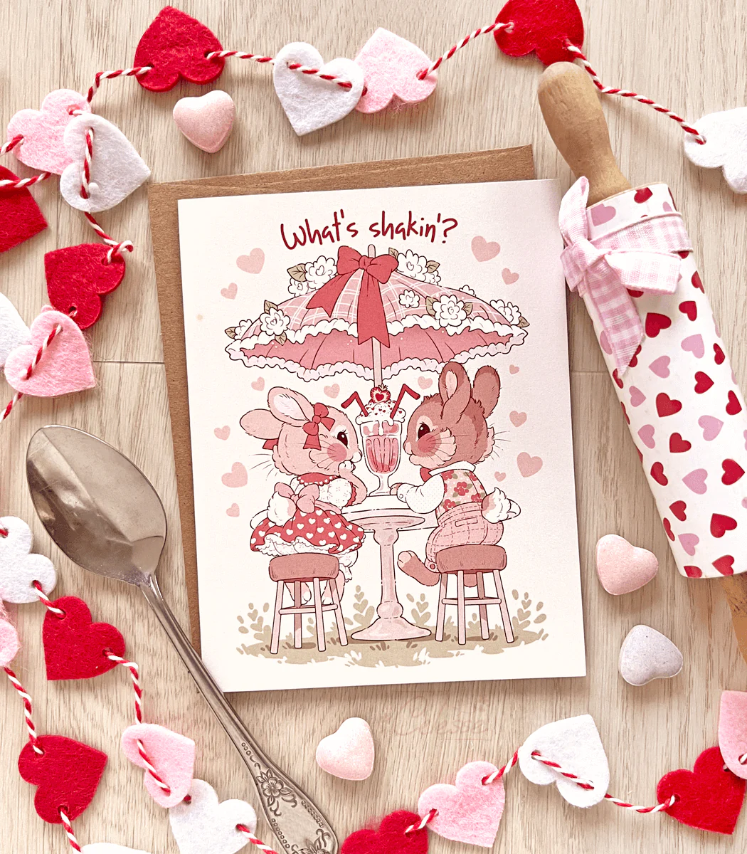 What's Shakin'? Milkshake Bunnies Greeting Card